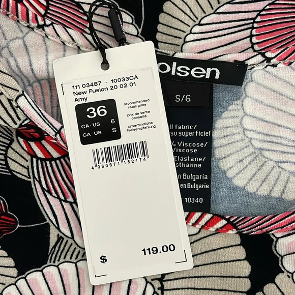 Olsen Amy Tunic Top Shell Novelty Print Round Neck Size 6 Multicolour New - Picture 7 of 12